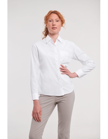 Ladies\\\' Long-Sleeved Polycotton Poplin Shirt