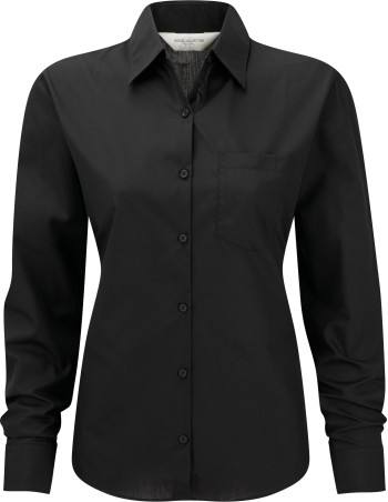 Ladies\\\' Long-Sleeved Polycotton Poplin Shirt 2