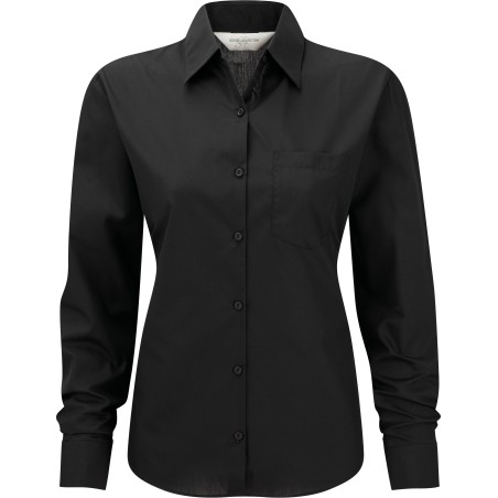Ladies\\\' Long-Sleeved Polycotton Poplin Shirt