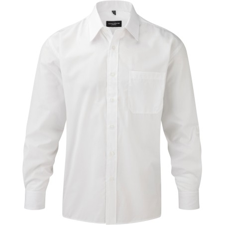 Men\\\'s Long-Sleeved Polycotton Poplin Shirt