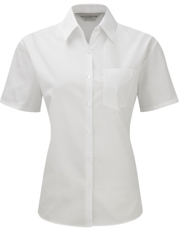 Ladies\\\' Short-Sleeved Polycotton Poplin Shirt 2