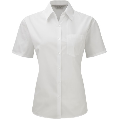 Ladies\\\' Short-Sleeved Polycotton Poplin Shirt