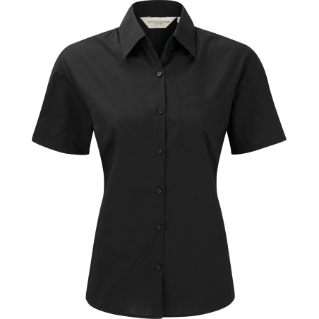 Ladies\\\' Short-Sleeved Polycotton Poplin Shirt
