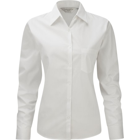 Camisa Popelina de algodón puro manga larga mujer