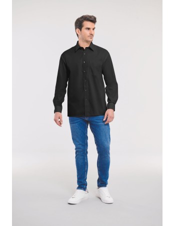 Men\\\'s Long-Sleeved Pure Cotton Poplin Shirt