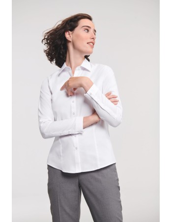 Ladies\\\' Long-Sleeved Herringbone Shirt