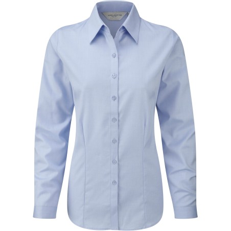 Ladies\\\' Long-Sleeved Herringbone Shirt