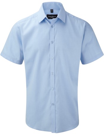 Men\\\'s Short-Sleeved Herringbone Shirt 2