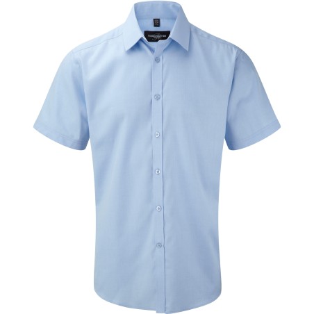 Men\\\'s Short-Sleeved Herringbone Shirt