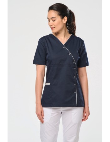 Ladies’ polycotton smock with press studs