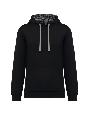 Unisex contrast patterned hooded sweatshirt 2