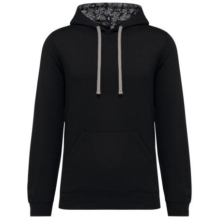 Unisex contrast patterned hooded sweatshirt