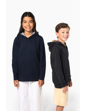 Unisex kids contrast patterned hooded sweatshirt