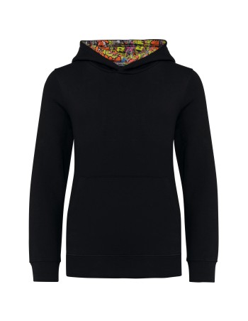 Unisex kids contrast patterned hooded sweatshirt 2