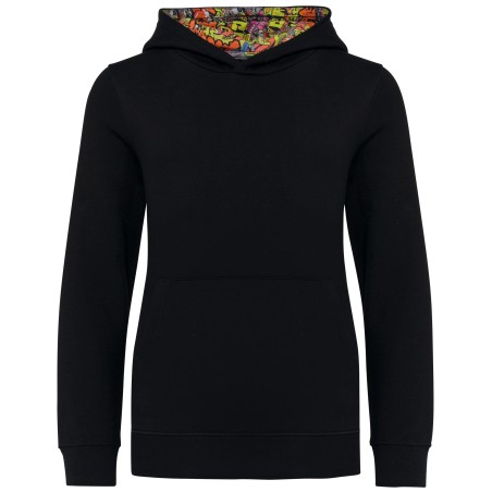 Unisex kids contrast patterned hooded sweatshirt
