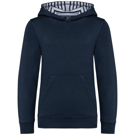 Unisex kids contrast patterned hooded sweatshirt