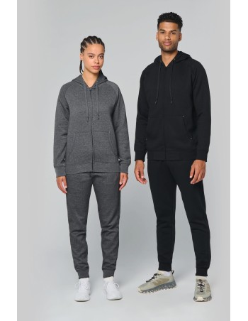 Unisex zipped fleece hoodie