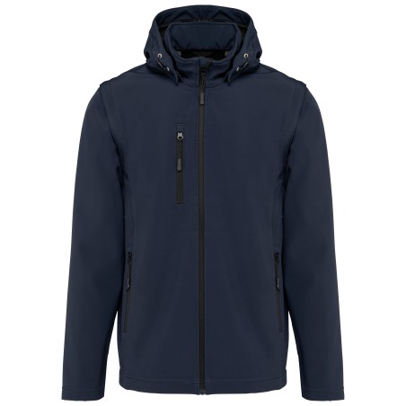 Unisex 3-layer softshell hooded jacket with removable sleeves