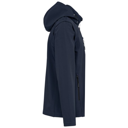 Unisex 3-layer softshell hooded jacket with removable sleeves