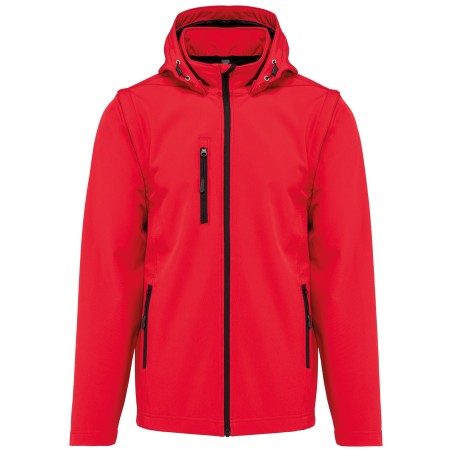 Unisex 3-layer softshell hooded jacket with removable sleeves