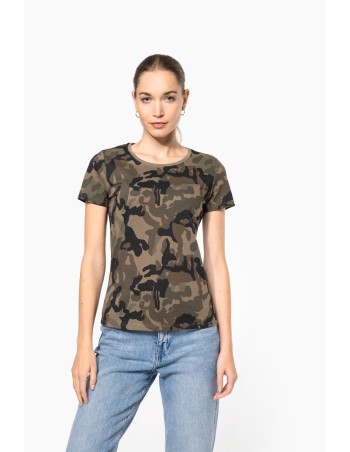 Ladies\\\' short-sleeved camo t-shirt