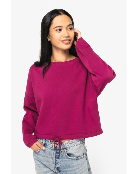 Sudadera ecorresponsable de cuello redondo oversize crop mujer