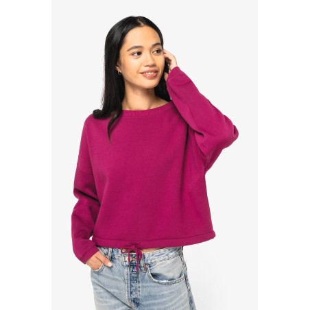 Sudadera ecorresponsable de cuello redondo oversize crop mujer