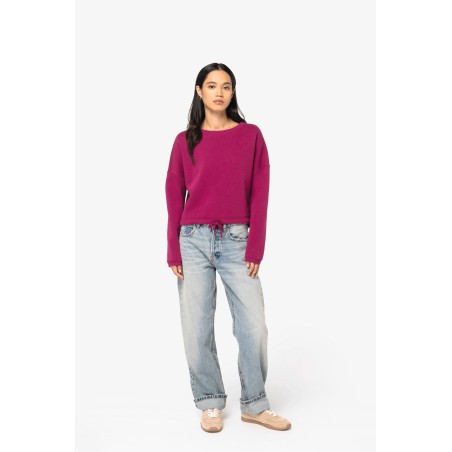 Sudadera ecorresponsable de cuello redondo oversize crop mujer