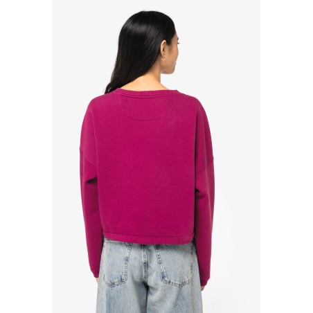 Sudadera ecorresponsable de cuello redondo oversize crop mujer