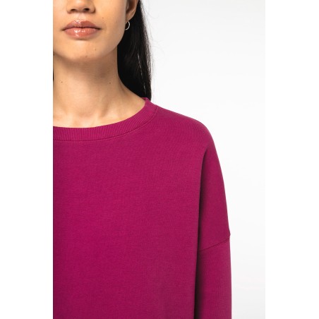 Sudadera ecorresponsable de cuello redondo oversize crop mujer