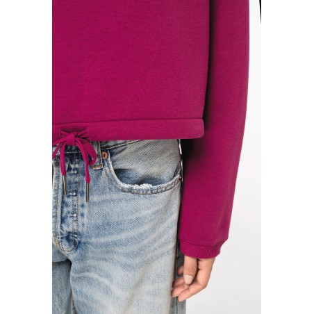 Sudadera ecorresponsable de cuello redondo oversize crop mujer