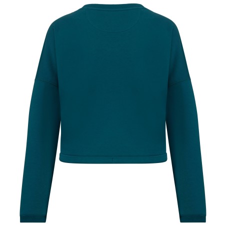 Sudadera ecorresponsable de cuello redondo oversize crop mujer