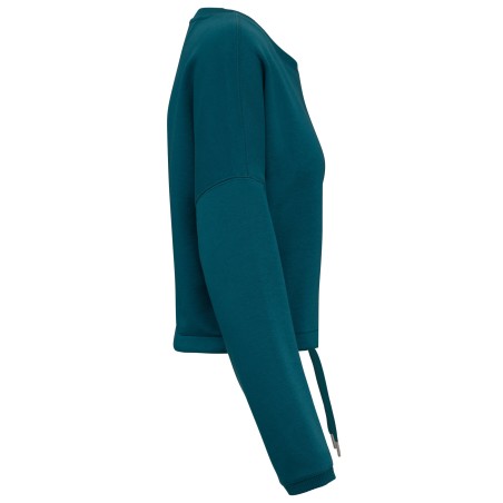 Sudadera ecorresponsable de cuello redondo oversize crop mujer