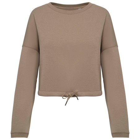 Sudadera ecorresponsable de cuello redondo oversize crop mujer