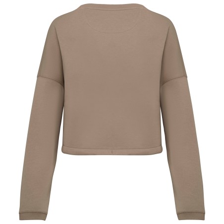 Sudadera ecorresponsable de cuello redondo oversize crop mujer