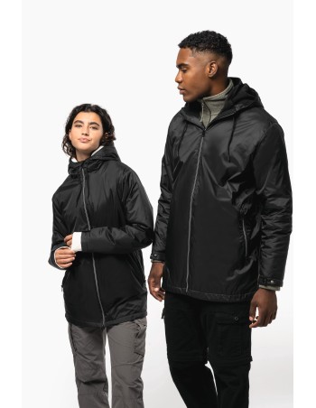 Unisex hooded jacket with micro-polarfleece lining