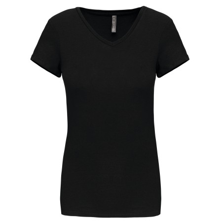 Camiseta con elastano cuello de pico mujer