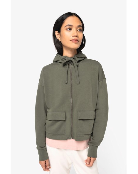 Sudadera ecorresponsable con cremallera y capucha French Terry mujer