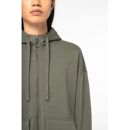 Sudadera ecorresponsable con cremallera y capucha French Terry mujer