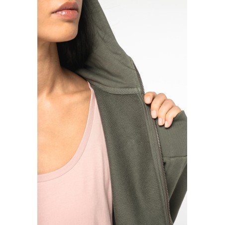 Sudadera ecorresponsable con cremallera y capucha French Terry mujer