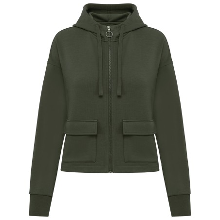 Sudadera ecorresponsable con cremallera y capucha French Terry mujer