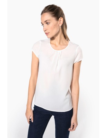 Ladies\\\' short-sleeved crepe blouse
