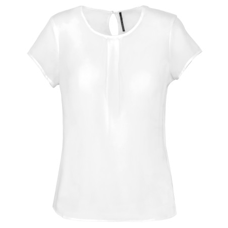 Ladies\\\' short-sleeved crepe blouse