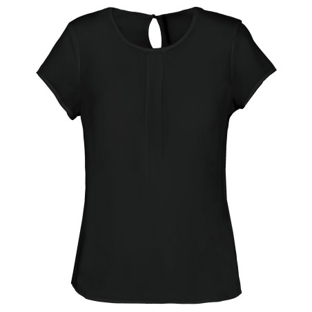 Ladies\\\' short-sleeved crepe blouse