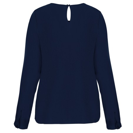 Ladies\\\' long-sleeved crepe blouse
