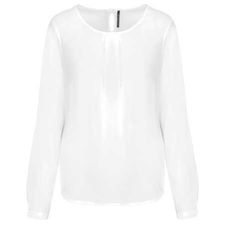 Ladies\\\' long-sleeved crepe blouse