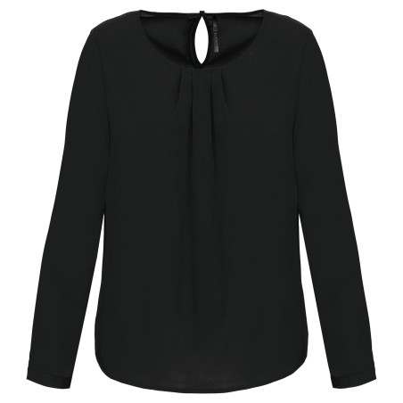 Ladies\\\' long-sleeved crepe blouse