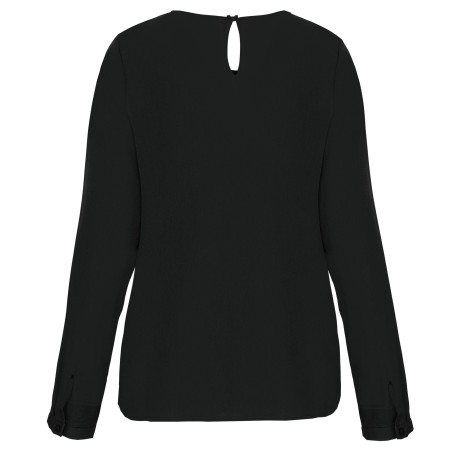 Ladies\\\' long-sleeved crepe blouse