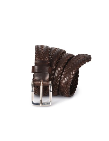 Leather plaited belt
