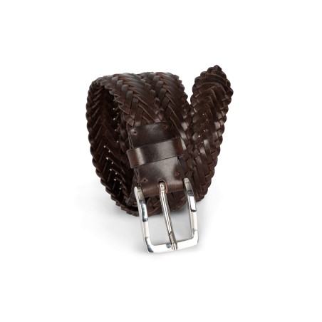 Leather plaited belt